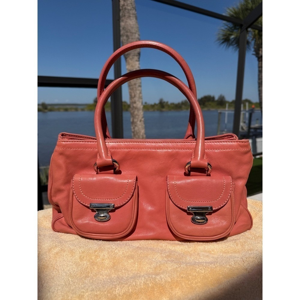 Marc Jacobs Vintage Cammie Leather Satchel Bag - Coral Peach Pink Y2K